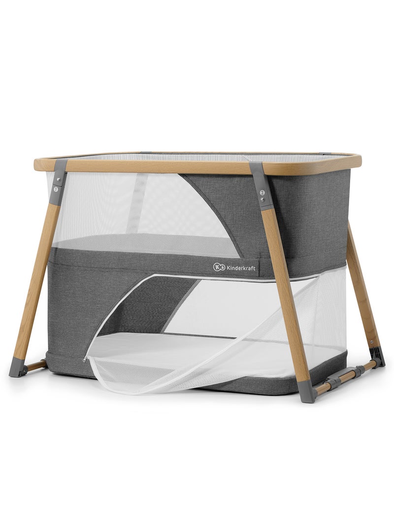 Lit bébé Kinderkraft SOFI 4 en 1 avec fonction berceau, parc, matelas inclus et pliage rapide Gris - Kiabi