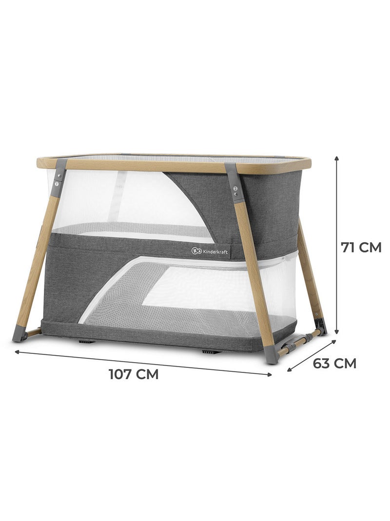 Lit bébé Kinderkraft SOFI 4 en 1 avec fonction berceau, parc, matelas inclus et pliage rapide Gris - Kiabi