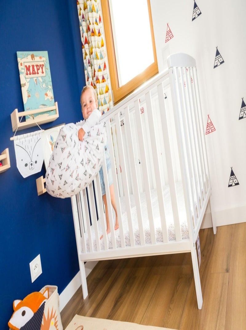 Lit Bébé Monkey en bois naturel style scandinave 120x60cm Beige - Kiabi
