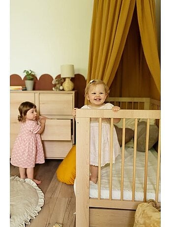 Lit bébé ollo avec matelas en bois de hêtre, sommier réglable - kmbaby
