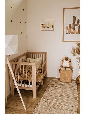 Lit bébé ollo sans matelas en bois de hêtre, sommier réglable - kmbaby