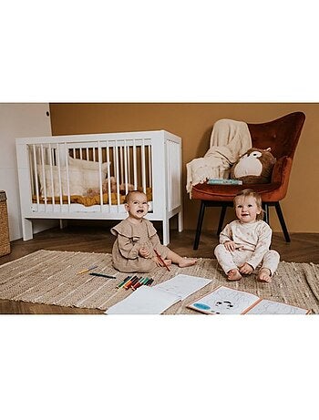 Lit bébé ollo sans matelas en bois de hêtre, sommier réglable - kmbaby