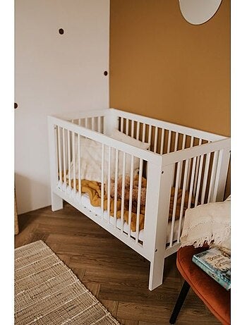 Lit bébé ollo sans matelas en bois de hêtre, sommier réglable - kmbaby