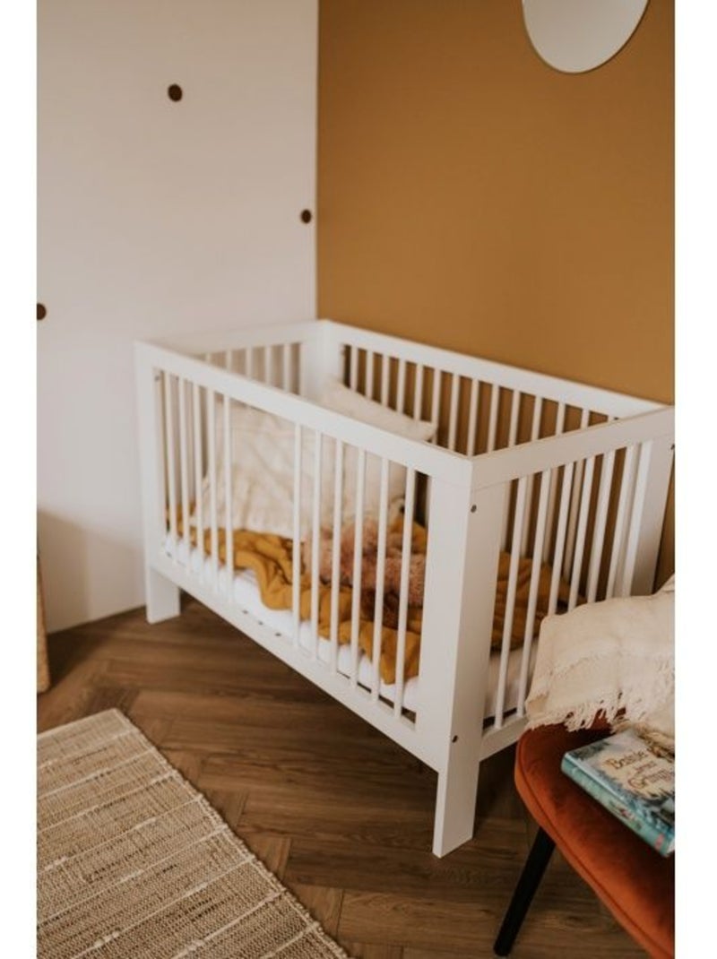 Lit bébé ollo sans matelas en bois de hêtre, sommier réglable - kmbaby Blanc - Kiabi