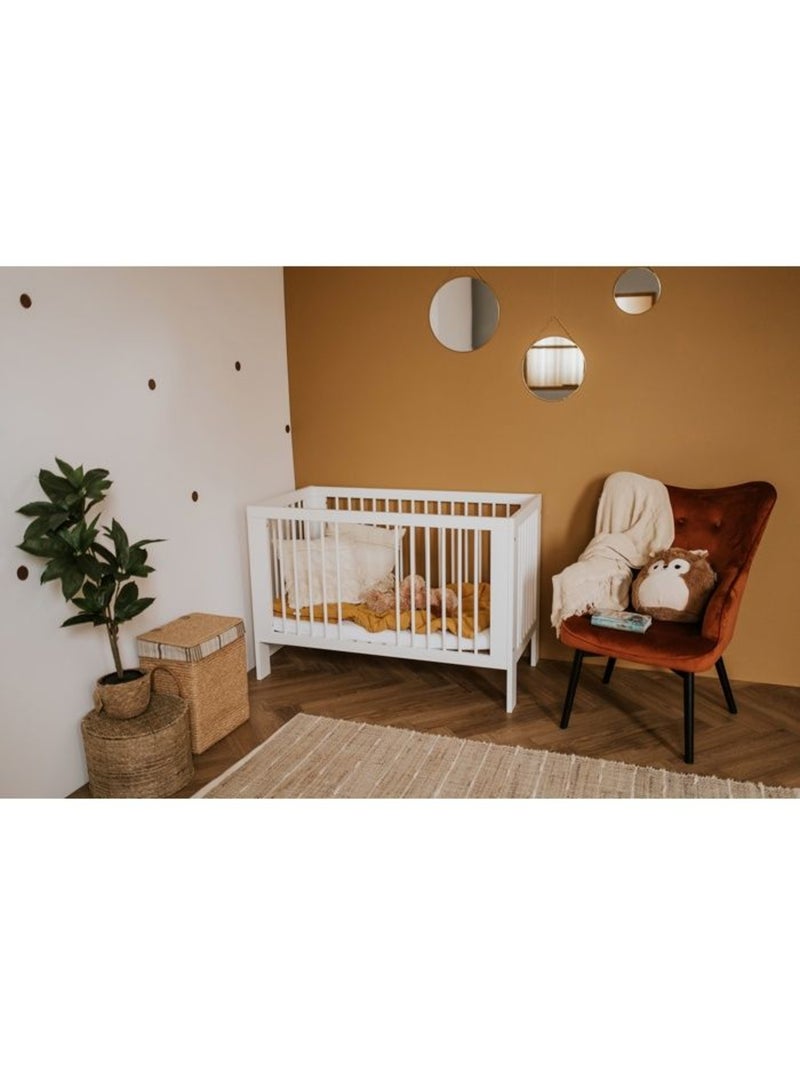 Lit bébé ollo sans matelas en bois de hêtre, sommier réglable - kmbaby Blanc - Kiabi