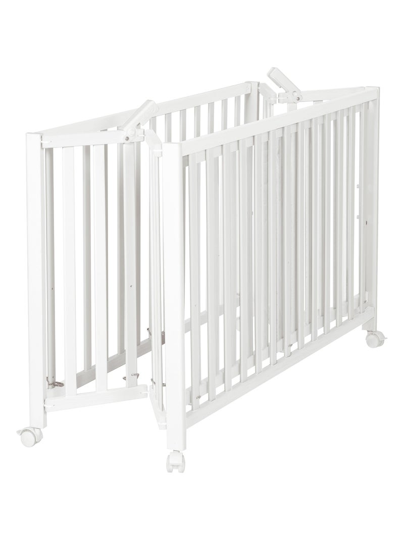 Lit bébé pliant 60 x 120 avec roulettes et hauteur réglable 'Fold Up' ROBA Blanc - Kiabi