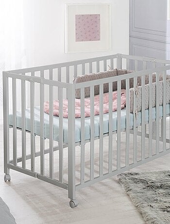 Lit bébé pliant 60 x 120 avec roulettes et hauteur réglable 'Fold Up' ROBA