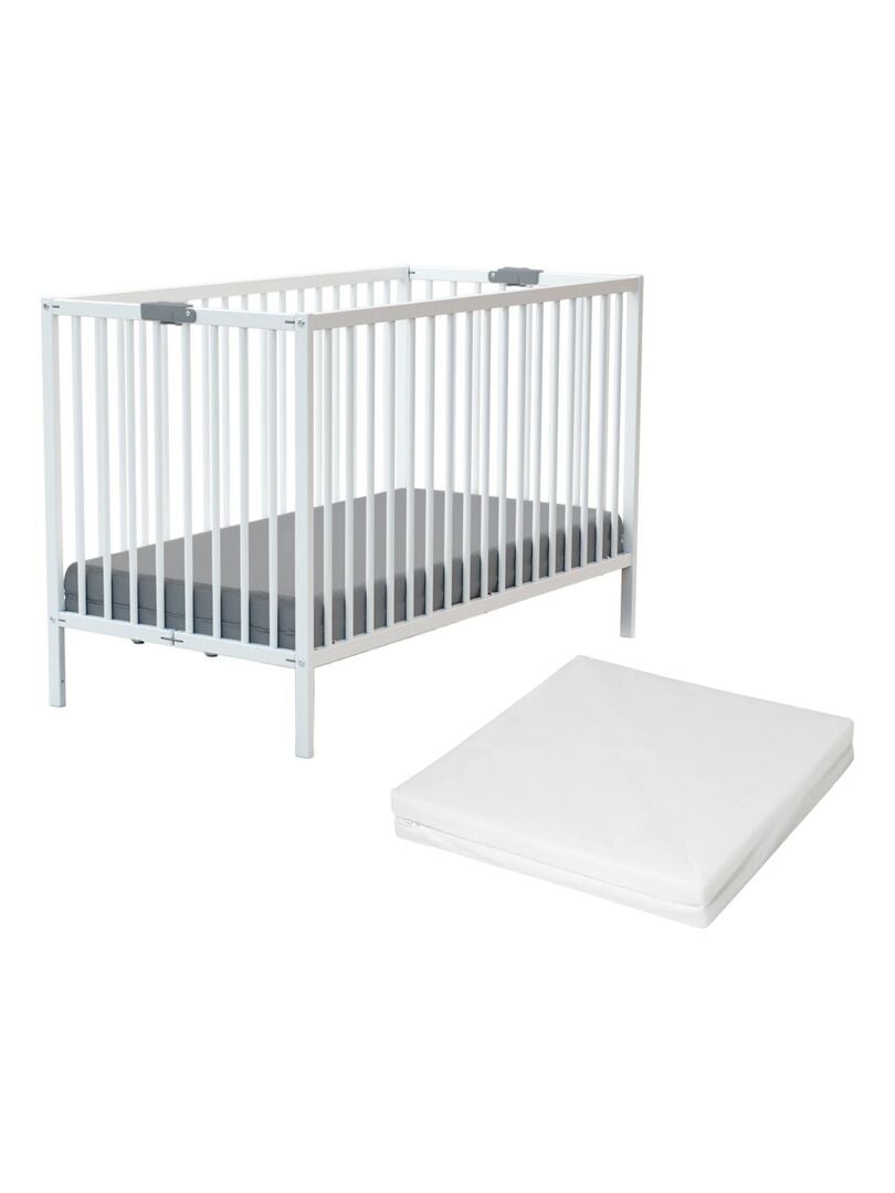 Lit bébé pliant en bois - Blanc - Kiabi - 179.80€