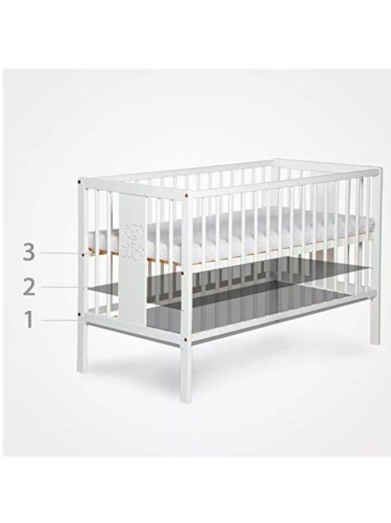 Lit bébé sans matelas - sommier 3 hauteurs, 3 barreaux amovibles - kmbaby Blanc Doré - Kiabi