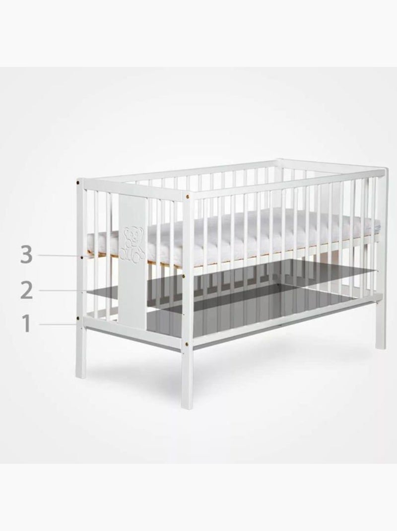 Lit bébé sans matelas - sommier 3 hauteurs, 3 barreaux amovibles - kmbaby Blanc/Bois - Kiabi