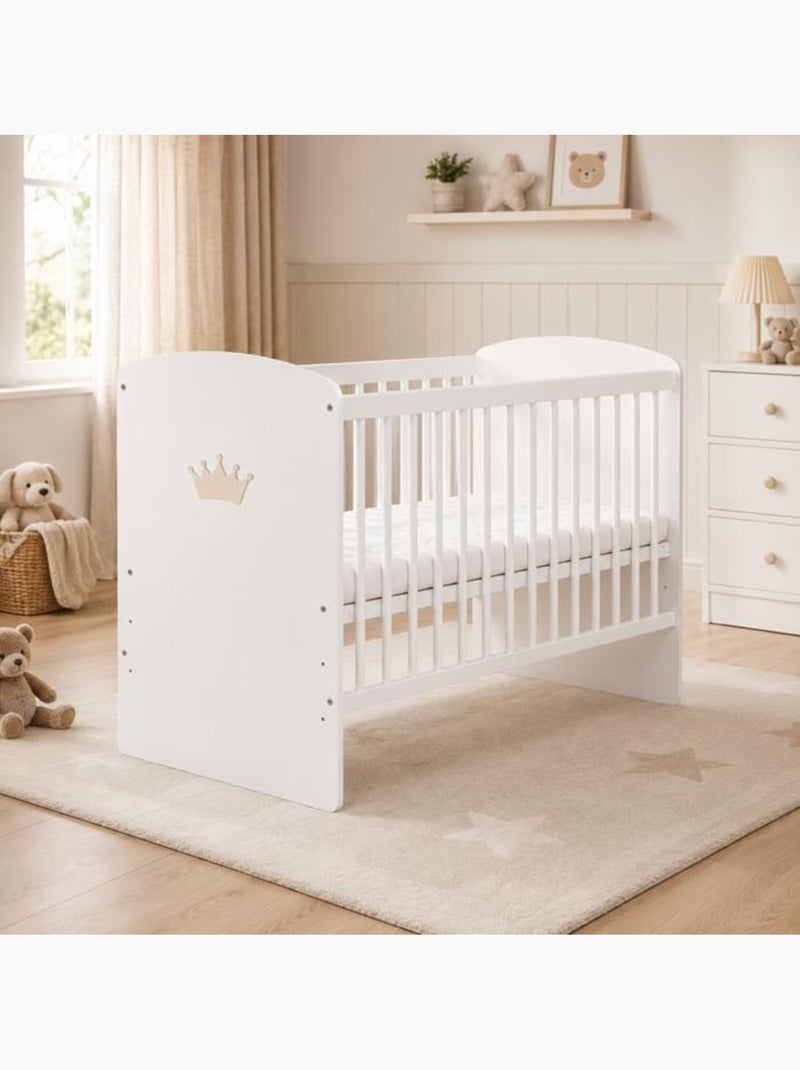 Lit bébé sans matelas - sommier réglable 3 hauteurs, 3 barreaux amovibles - kmbaby Blanc Beige - Kiabi