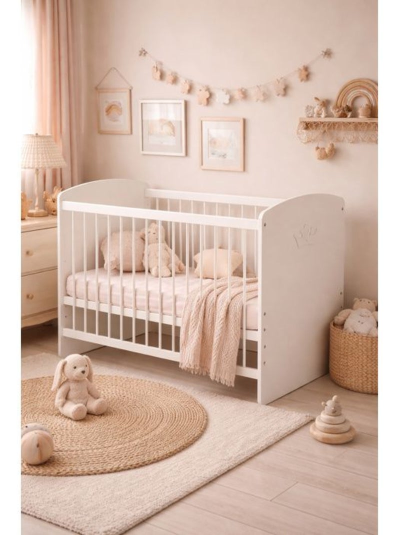 Lit bébé sans matelas - sommier réglable 3 hauteurs, 3 barreaux amovibles - kmbaby Blanc Blanc - Kiabi