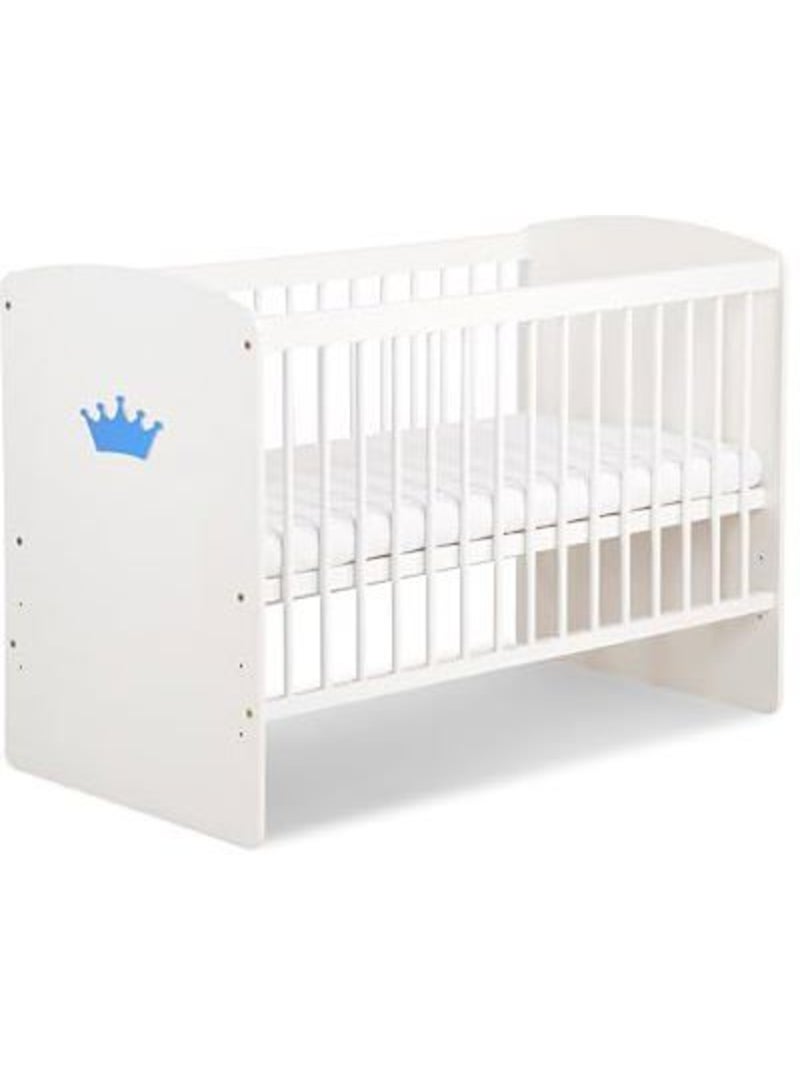 Lit bébé sans matelas - sommier réglable 3 hauteurs, 3 barreaux amovibles - kmbaby Blanc Bleu - Kiabi