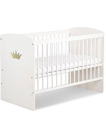 Lit bébé sans matelas - sommier réglable 3 hauteurs, 3 barreaux amovibles - kmbaby