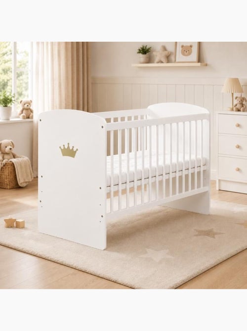 Lit bébé sans matelas - sommier réglable 3 hauteurs, 3 barreaux amovibles - kmbaby - Kiabi Lit bébé sans matelas - sommier réglable 3 hauteurs, 3 barreaux amovibles - kmbaby - Kiabi