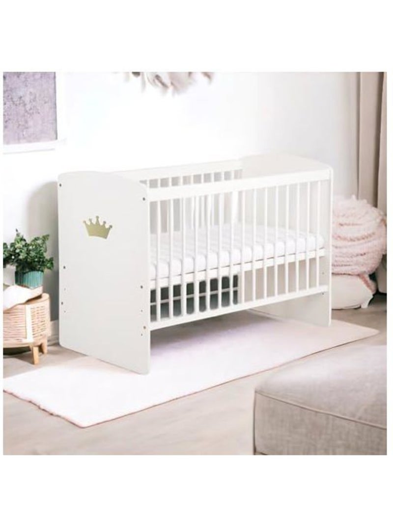 Lit bébé sans matelas - sommier réglable 3 hauteurs, 3 barreaux amovibles - kmbaby Blanc Doré - Kiabi