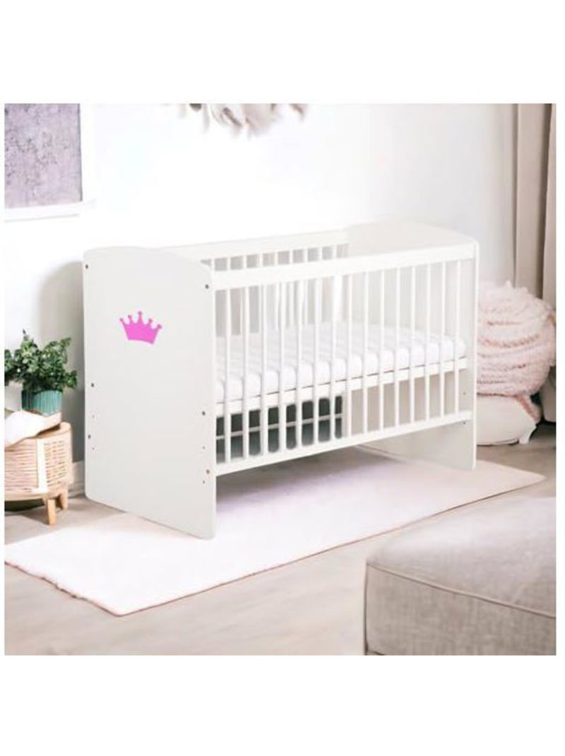 Lit bébé sans matelas - sommier réglable 3 hauteurs, 3 barreaux amovibles - kmbaby Blanc Rose - Kiabi