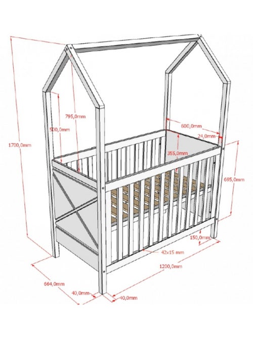 Lit bébé scott 60 x 120 cm coloris naturel - Kiabi Lit bébé scott 60 x 120 cm coloris naturel - Kiabi
