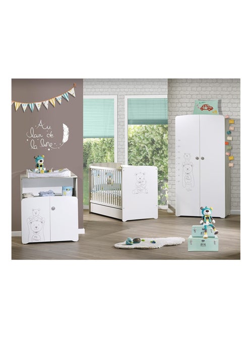 Lit bébé sérigraphié taupe en bois - BABYPRICE - Kiabi