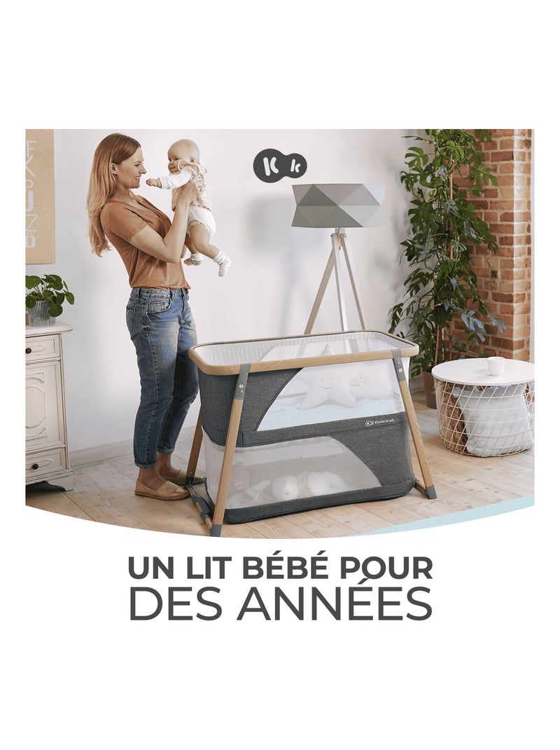 Lit bébé sofi modèle pratique et confortable Gris - Kiabi