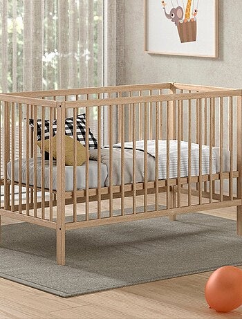 Lit bébé sommier réglable en hauteur hêtre naturel PAOLA