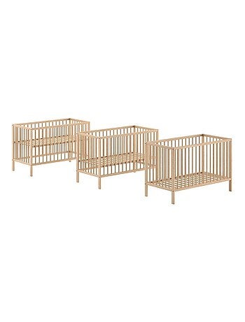 Lit bébé sommier réglable en hauteur hêtre naturel PAOLA