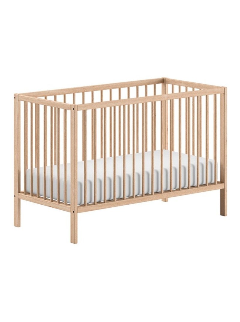 Lit bébé sommier réglable en hauteur hêtre massif naturel  PAOLA Bois naturel - Kiabi
