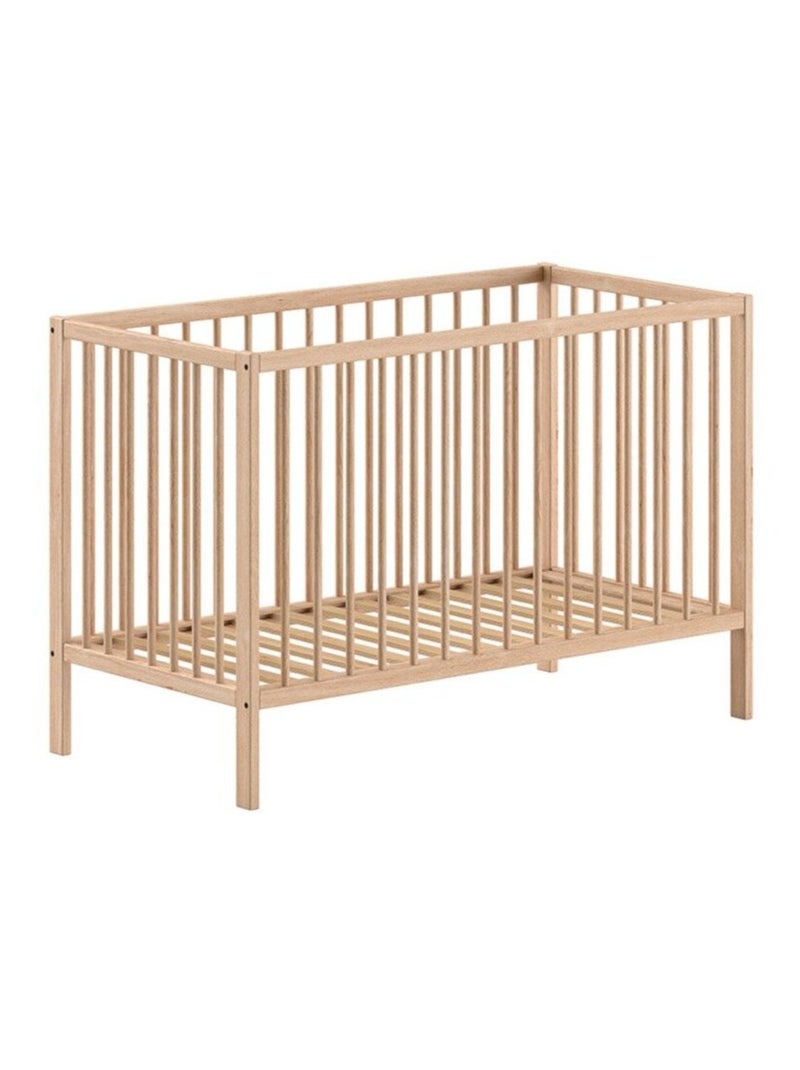 Lit bébé sommier réglable en hauteur hêtre massif naturel  PAOLA Bois naturel - Kiabi