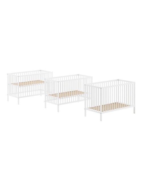 Lit bébé sommier réglable en hauteur hêtre massif  PAOLA - Kiabi