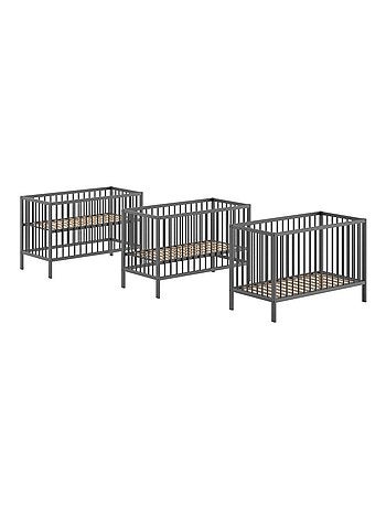 Lit bébé sommier réglable en hauteur hêtre naturel PAOLA