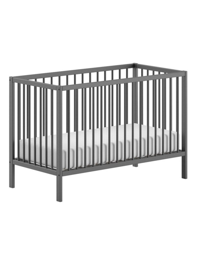 Lit bébé sommier réglable en hauteur hêtre naturel  PAOLA Gris - Kiabi