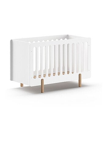 Lit bébé sommier réglable pin massif et imitation bois DARIUS