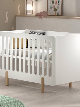 Lit bébé sommier réglable pin massif et imitation bois  DARIUS