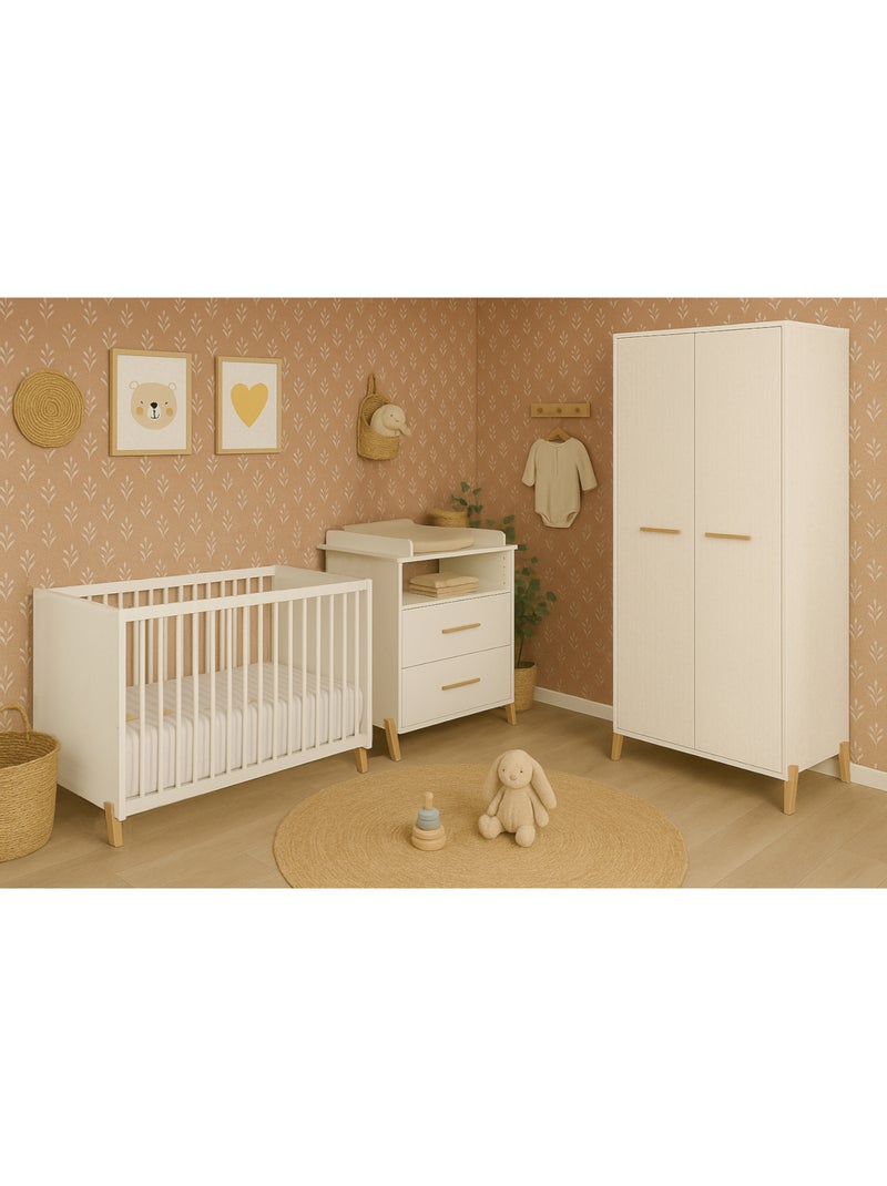 Lit bébé sur pieds en bois - BABYPRICE Blanc Marron - Kiabi