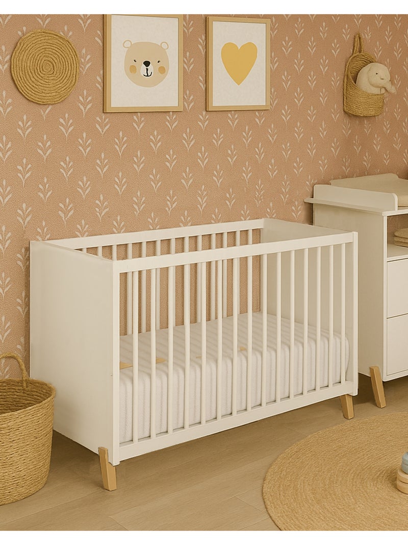 Lit bébé sur pieds en bois - BABYPRICE Blanc Marron - Kiabi
