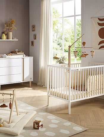 Lit bébé tout barreaux en bois avec matelas - BABYPRICE