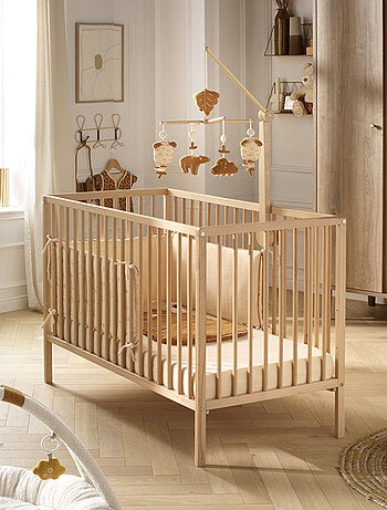Lit bébé tout barreaux en bois avec matelas - BABYPRICE