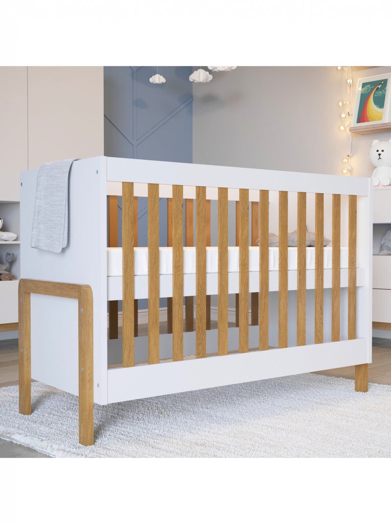 Lit bébé Victor - 120 x 60 cm Blanc Beige - Kiabi