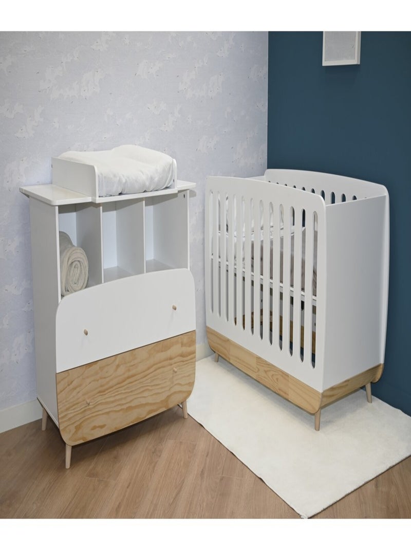 Lit berceau bébé " Firmiana " - 60 x 120 cm - Blanc mat Blanc - Kiabi