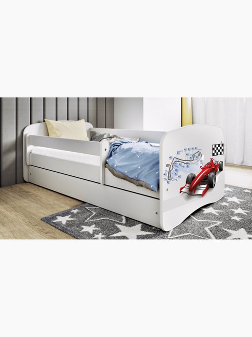 Lit blanc formule 1 avec tiroir - couchage 140x70 cm - Kiabi