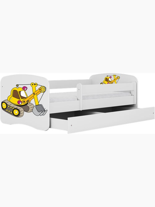 Lit blanc tractopelle avec tiroir - couchage 140x70 cm - Kiabi