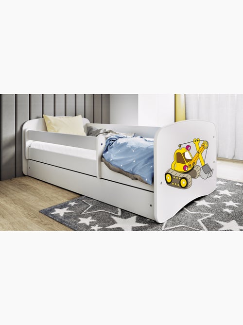 Lit blanc tractopelle avec tiroir - couchage 140x70 cm - Kiabi