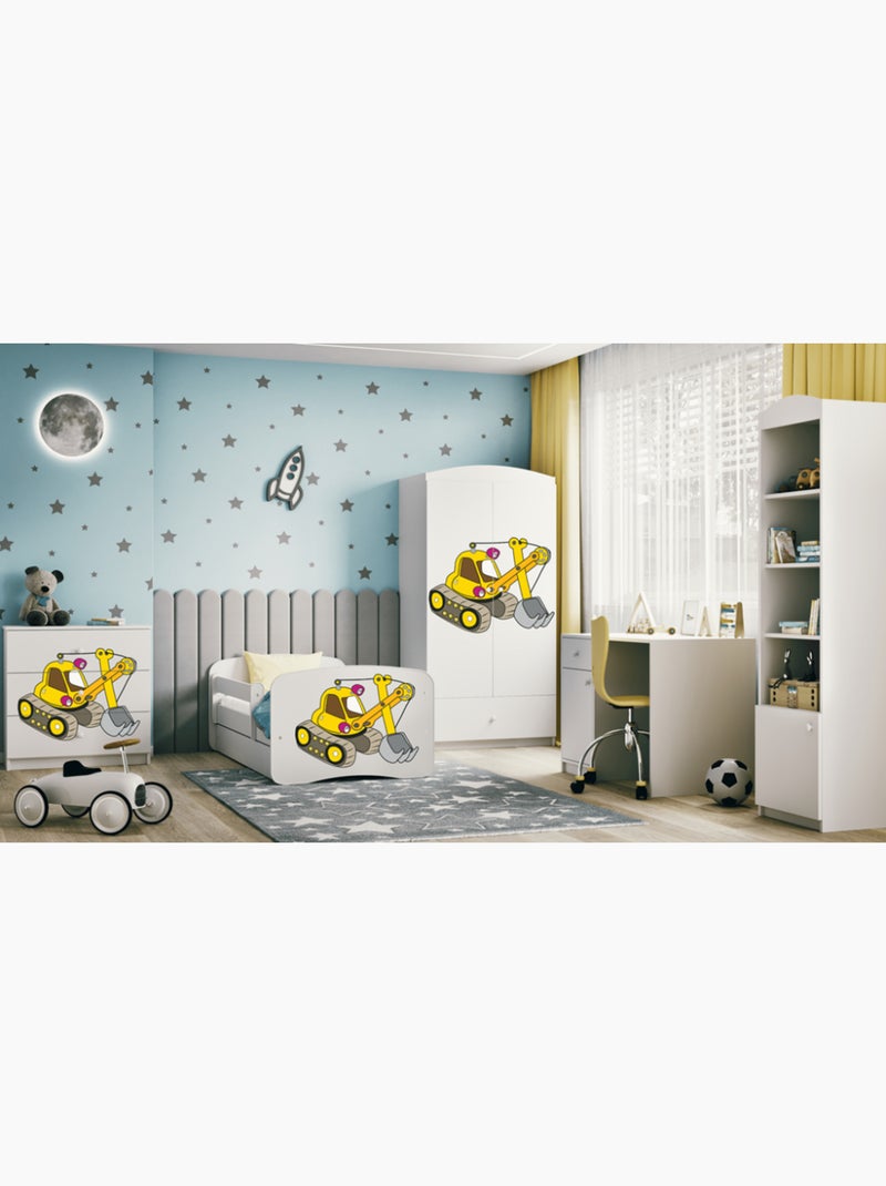 Lit blanc tractopelle avec tiroir - couchage 140x70 cm Multicolore - Kiabi