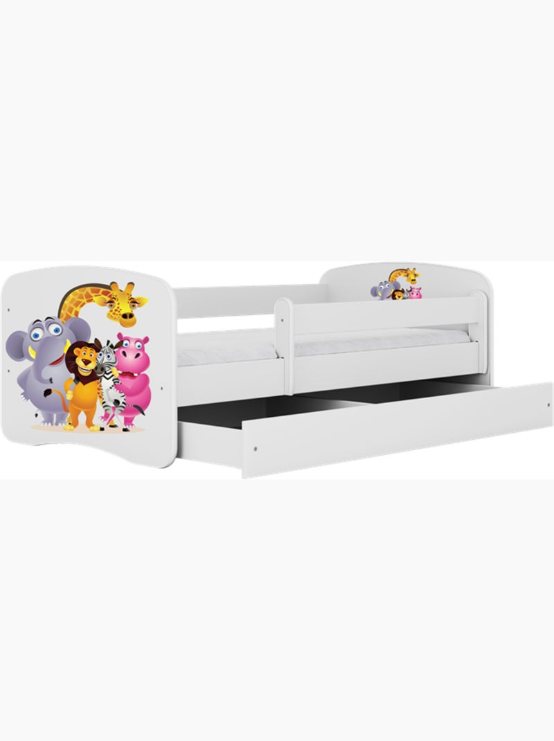 Lit blanc zoo avec tiroir, sans matelas, 140/70 Multicolore - Kiabi