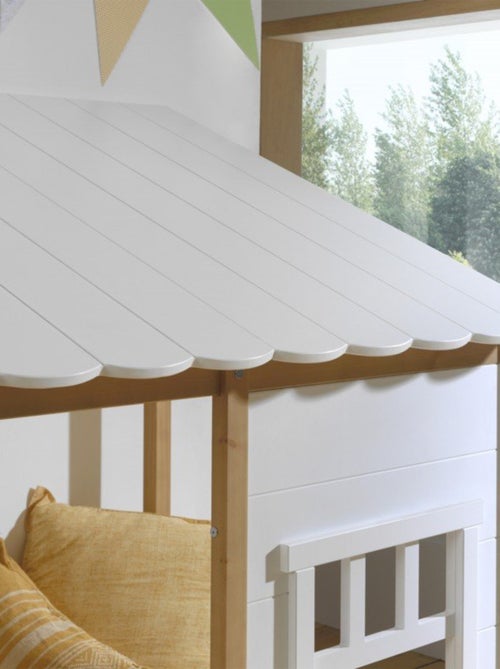 Lit cabane avec façade pin et imitation bois  HENRIK - Kiabi