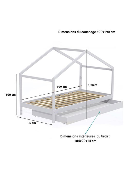 Lit cabane avec tiroir - Kiabi