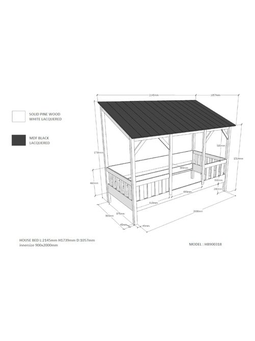 Lit cabane avec toit - Kiabi