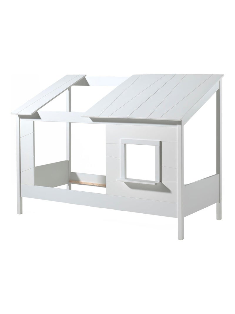 Lit cabane avec toit et fenêtre Blanc - Kiabi
