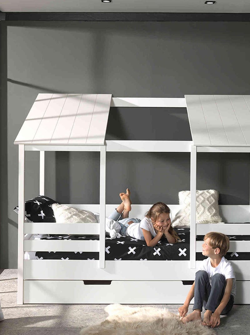 Lit cabane avec toit, tiroir de lit Blanc - Kiabi