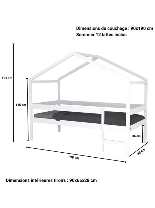 Lit cabane bois - Kiabi